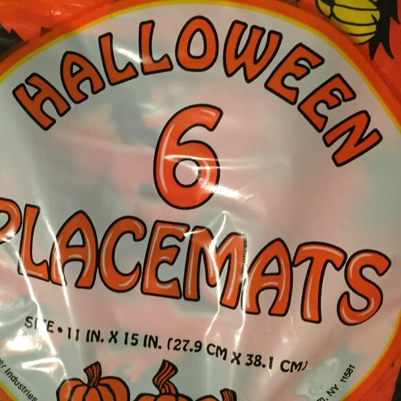 Vintage Halloween Placemats Scarey Bats, Pumpkins Full Moon Set of 6 NOS Sealed - Picture 6 of 8